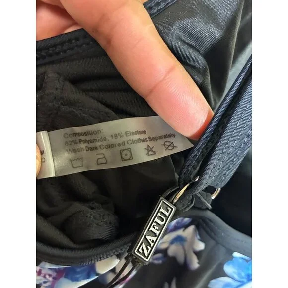 NWT Zaful Tankini Top Swimsuit Padded Floral Boho Summer Beach Blue Size 2XL - Picture 4 of 4